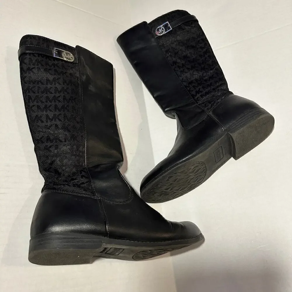 Michael Kors Logo Size 5 Black Zeppelin Riding Boot Fall Winter Closet Staple